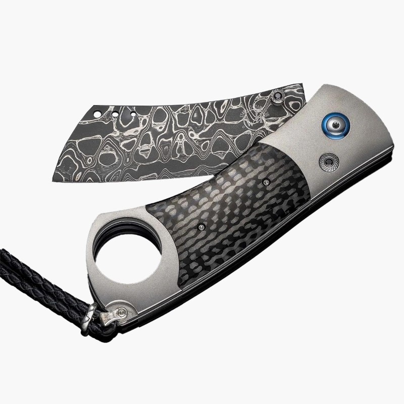 William Henry TECHNO Titanium Cigar Cutter With Carbon Fiber And Damascus Blade  # 65 of 500 Serial # 23CG-0210